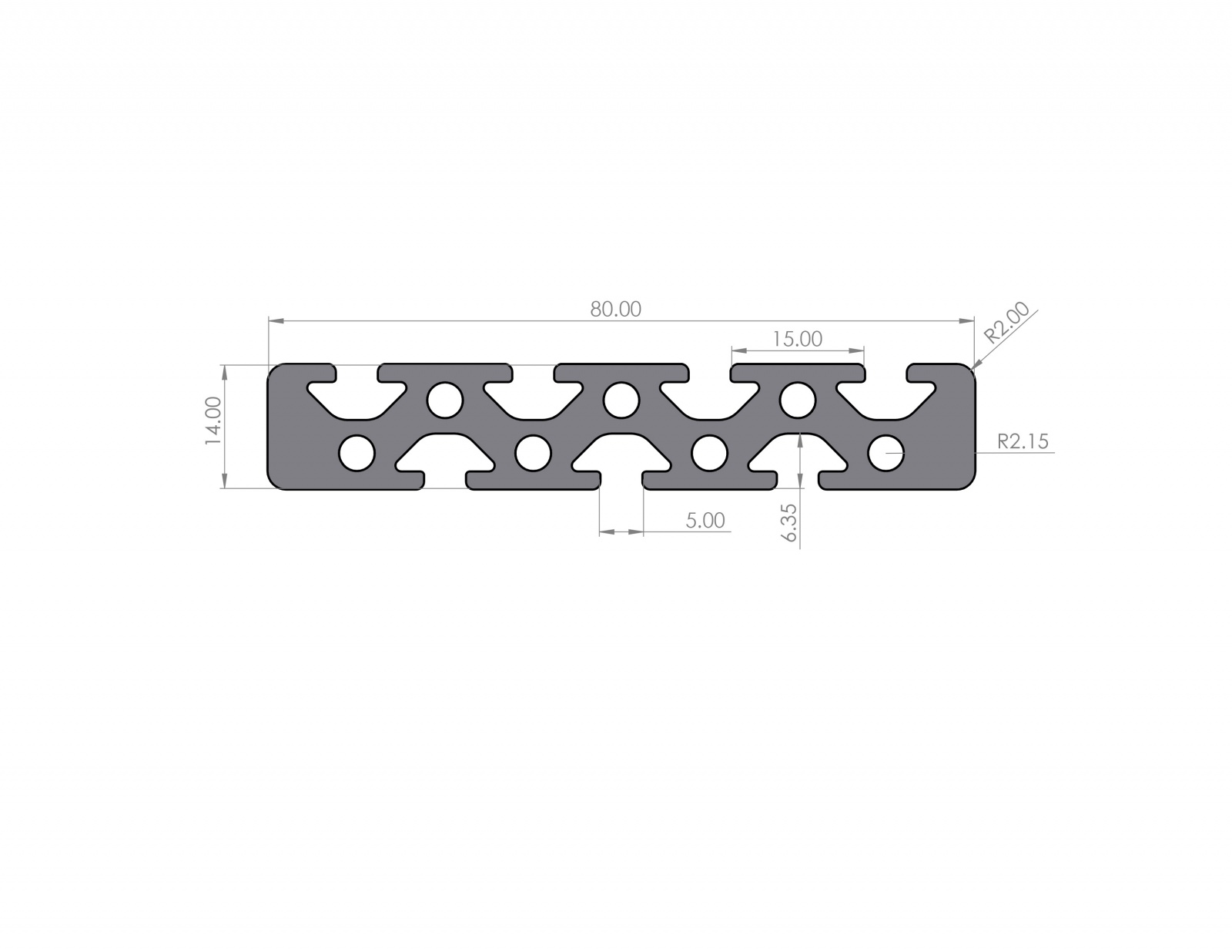 Aluminiumprofil 14x80 Nut 5 I-Typ